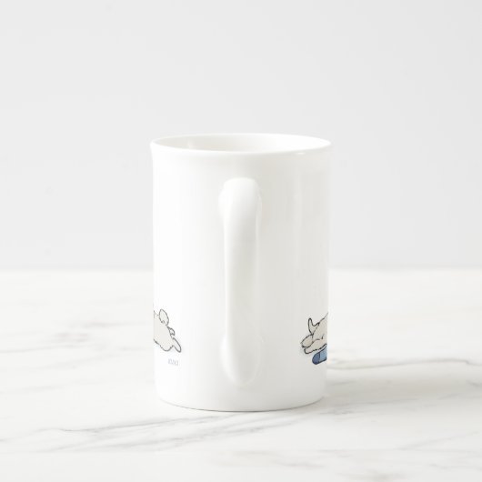 ブルーソックスのかわいいケシャンドファミリー |キーズドッグ ボーンチャイナマグカップ (裏面)