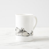 ブルーソックスのかわいいケシャンドファミリー |キーズドッグ ボーンチャイナマグカップ (正面右)