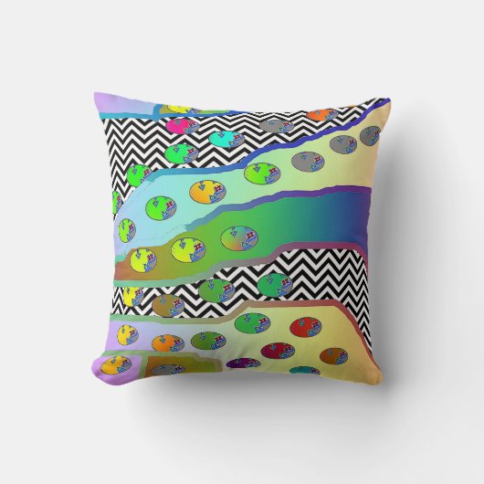 ブルーソファの小さな花 クッション (正面)