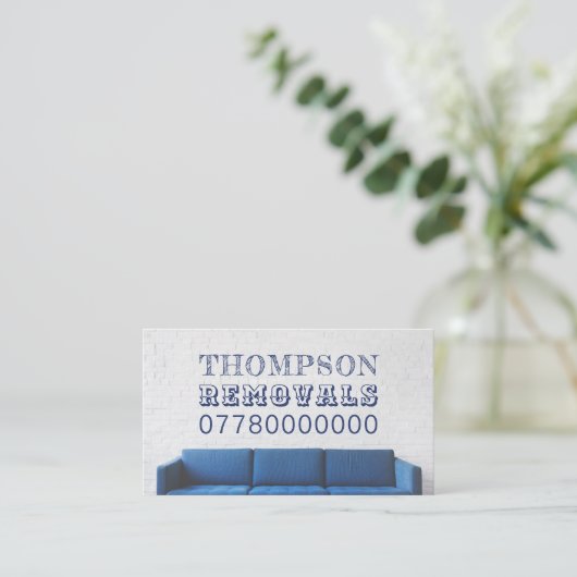 ブルーソファ除去会社 名刺 (スタンド正面)