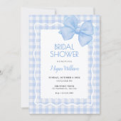 ブルーソフトプレイドボウブライダルシャワー 招待状 (正面)