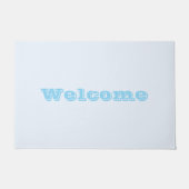 ブルーソフトホワイトパステル無地のカラー ドアマット (正面)