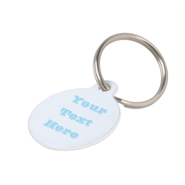 ブルーソフトホワイトパステル無地のカラー ペット　ネームタグ (側面)