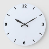 ブルーソフトホワイトパステル無地のカラー ラージ壁時計 (正面)