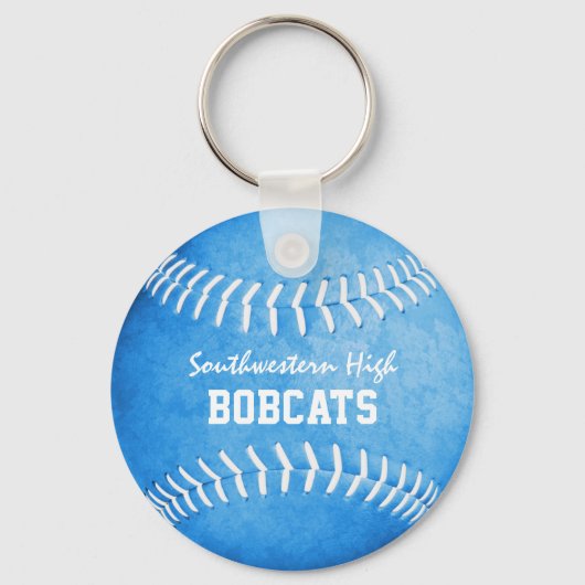 ブルーソフトボールキーチェーンw選手チームマスコット名 キーホルダー (正面)