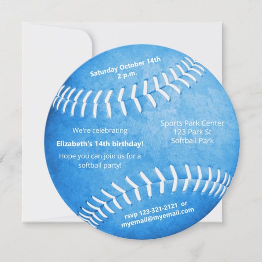 ブルーソフトボールスポーツ関連パーティー 案内状 (正面)