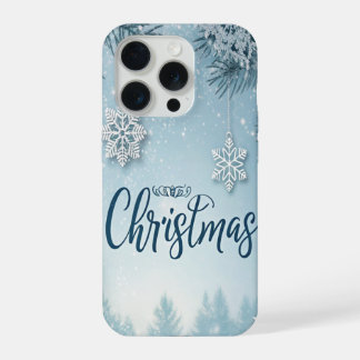 ブルーソフト&穏やかなクリスマスの雪の結晶デザイン- iPhone 15 PROケース