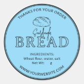 ブルーソース生地パンベーカリーサンキューステッカー ラウンドシール (正面)