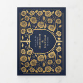 ブルーソードシールド中世ファンタジー結婚の写真 三つ折り招待状 (カバー)