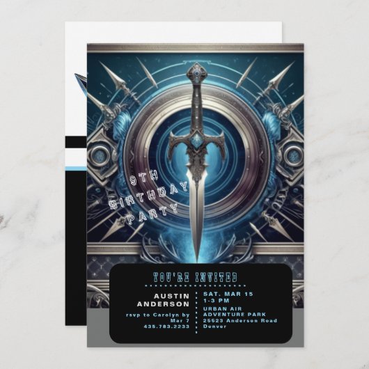 ブルーソードボーイバースデーパーティー 招待状 (正面/裏面)
