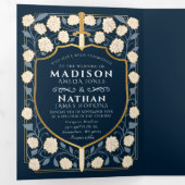 ブルーソード&シールド中世ファンタジー結婚ズ 三つ折り招待状 (内部最初)