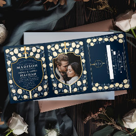 ブルーソード&シールド中世ファンタジー結婚ズ 三つ折り招待状