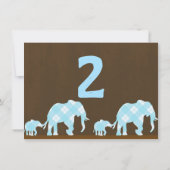 ブルーゾウ茶色モダンの誕生日パーティーANY AGE 招待状 (裏面)