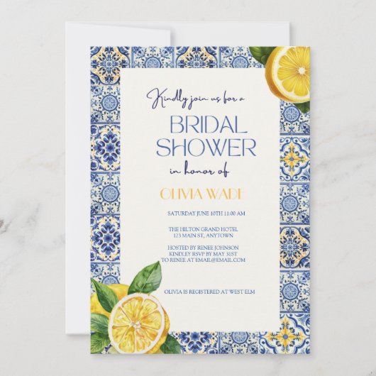 ブルータイイタリアントルブライダルシャワー招待状 招待状 (正面)