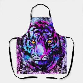 ブルータイガーエプロン | タイガーカラフル顔 エプロン