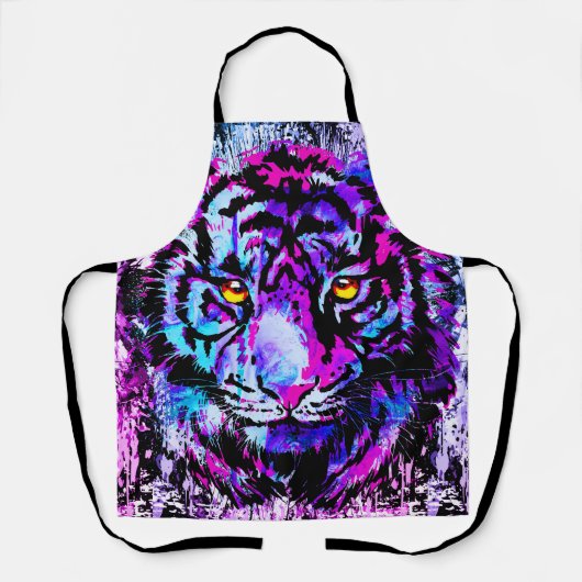 ブルータイガーエプロン | タイガーカラフル顔 エプロン (正面)