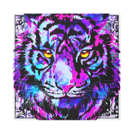 ブルータイガーカラフル – タイガーヘッドメタルアートプリント メタルプリント