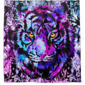 ブルータイガーシャワーカーテン |パープルタイガー顔 シャワーカーテン (正面)