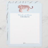 ブルータイガーベイビーシャワーのアドバイスカードのフライヤー (正面/裏面)