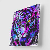 ブルータイガー時計カラフル – タイガーヘッドの壁時計 スクエア壁時計 (傾斜)