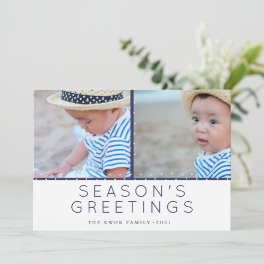 ブルータイディングス水玉模様フォトグリーティング シーズンカード (スタンド正面)