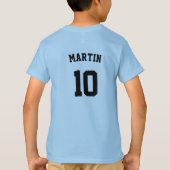 ブルータイポグラフィサッカーチーム名カスタム番号 Tシャツ (裏面)