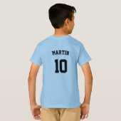 ブルータイポグラフィサッカーチーム名カスタム番号 Tシャツ (裏面フル)