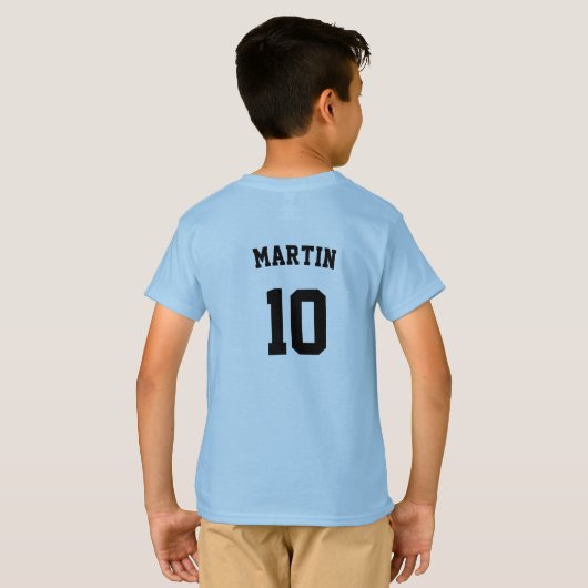 ブルータイポグラフィサッカーチーム名カスタム番号 Tシャツ (裏面フル)