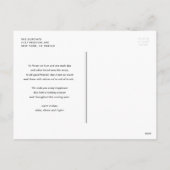 ブルータイポグラフィスノーフレーク写真ハッピーハヌカー シーズンポストカード (裏面)