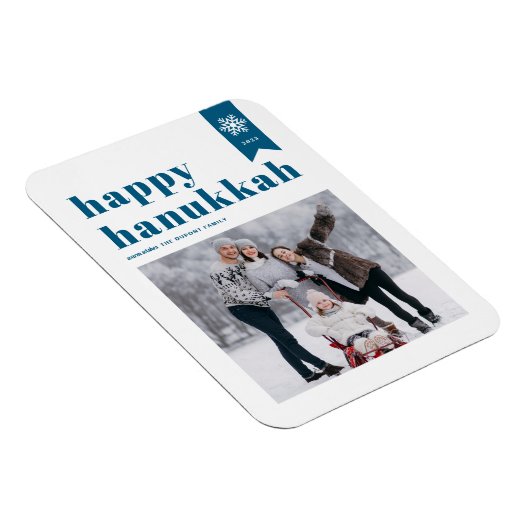 ブルータイポグラフィスノーフレーク写真ハッピーハヌカー マグネット (右側)