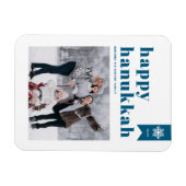 ブルータイポグラフィスノーフレーク写真ハッピーハヌカー マグネット (横)