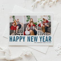 ブルータイポグラフィハッピーニューイヤー写真コラージュ