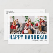 ブルータイポグラフィフォトコラージハッピーハヌッカ シーズンポストカード (正面/裏面)