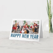ブルータイポグラフィフォトコラージュ新年 シーズンカード (正面)