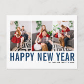 ブルータイポグラフィフォトコラージュ新年 シーズンポストカード (正面)