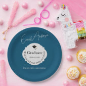 ブルータイポグラフィモダン卒エレガント業卒業 ペーパープレート (パーティー)