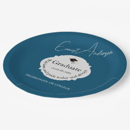 ブルータイポグラフィモダン卒エレガント業卒業 ペーパープレート