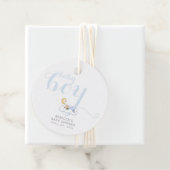 ブルータイポグラフィ眠る男の子ありがとう赤ちゃんシャワー フェイバータグ (インサイチュ)