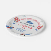 ブルータイムフライ飛行機1st誕生日紙プレート ペーパープレート (アングル)