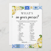 ブルータイルあなたの財布のブライダルシャワーゲームの中にあるものを 招待状 (正面/裏面)