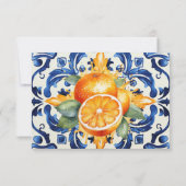 ブルータイルかわいこちゃんオレンジ柑橘系ベビーシャワーの好意 サンキューカード (裏面)