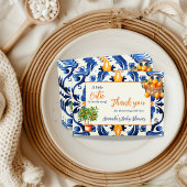 ブルータイルかわいこちゃんオレンジ柑橘系ベビーシャワーの好意 サンキューカード