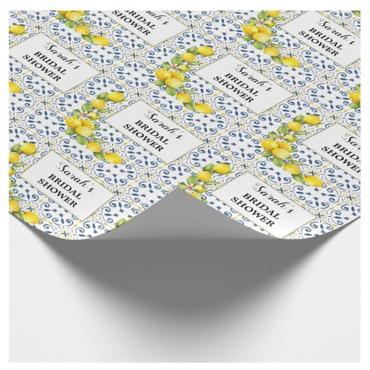 ブルータイルにレモン ブライダルシャワーラッピングペーパー ラッピングペーパー