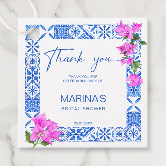 ブルータイルのブーガインビリア エレガントなブライダルシャワー フェイバータグ (正面)