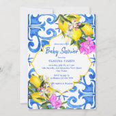 ブルータイルのレモンイタリアンの赤ちゃんシャワー 招待状 (正面)