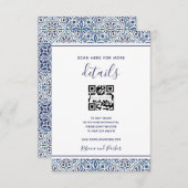 ブルータイルの結婚式詳細QRコード挿入カード エンクロージャーカード (正面/裏面)