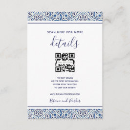 ブルータイルの結婚式詳細QRコード挿入カード エンクロージャーカード
