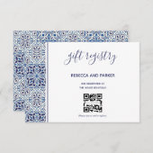 ブルータイルの結婚式 ギフト レジストリー QR コード カード (正面/裏面)