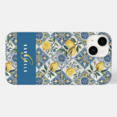 ブルータイルの黄色い水彩レモンの名前 Case-Mate iPhoneケース (裏面 (横))