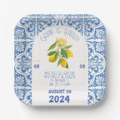 ブルータイルアンドレモンスポルト結婚ガル紙プレート ペーパープレート (正面)